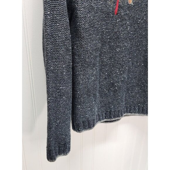WOOLRICH Vintage Heathered Gray Knit Sweater With Cardinal Bird Embroidery - Picture 8 of 10